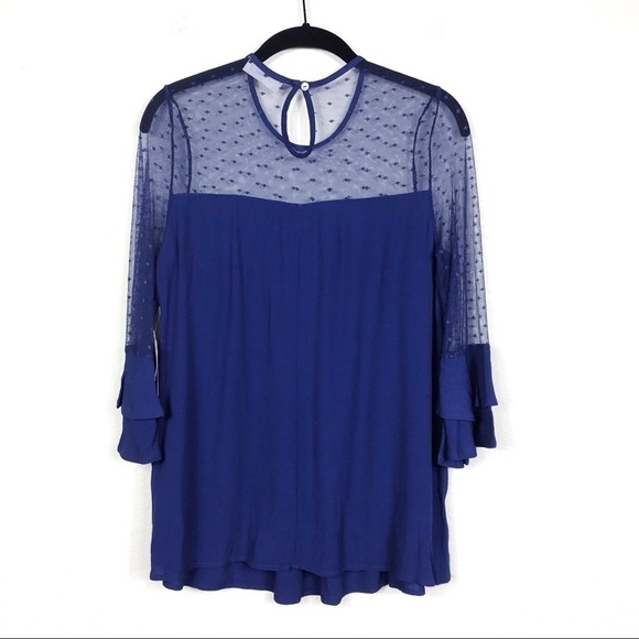 NWT Altar'd State Floral Lace Ruffle Sleeve Top S - Picture 4 of 6